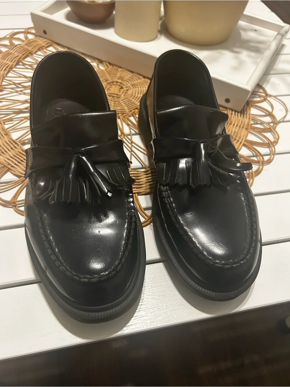 Dr. Martens Black Leather Tassel Loafers